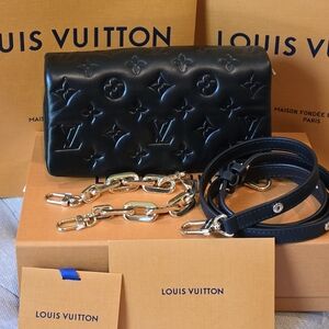 Louis Vuitton Pochette Coussin Black Leather Crossbody Bag